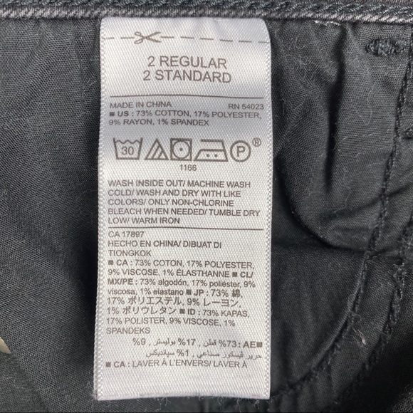 Old Navy Rockstar Distressed Raw Hem Skinny Jeans Women's 2 Black Mid Rise - Picture 9 of 9